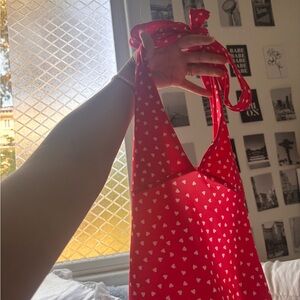 Red Heart Print Women's halter top